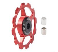 Rueda guía de desviador trasero con rodamiento de cerámica y material de aleación de aluminio para bicicleta de carretera y bicicleta de montaña tamaños 11T a 17T (rojo 12T)