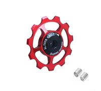 Rueda guía de desviador trasero con rodamiento de cerámica y material de aleación de aluminio para bicicleta de carretera y bicicleta de montaña tamaños 11T a 17T (rojo 11T)