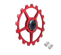 Rueda guía del desviador trasero, polea de rodamiento de cerámica 11T-17T, aleación de aluminio, para bicicletas de carretera y montaña (rojo 17T)