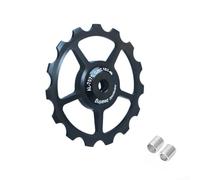 Rueda guía ligera 1117T con rodamientos de cerámica para desviador trasero, compatible con bicicletas de carretera y montaña, diseño de dientes de aleación de aluminio (Black15T)