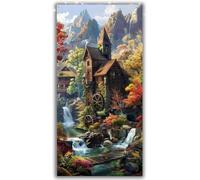Rueda Hidráulica Diamond Painting Adultos Grande XXL 30x60cm Kit Completo, 5D DIY Pintura de Diamante Full con Diamantes Redondos, Deco Pared, Renovación Hogar Primavera, Arte Mural, Arroyo Y1-987