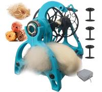 Rueda Hilar Eléctrica 800rpm Con Devanadora Automática Pedal Control 3 Bobinas Control De Velocidad Continuo Para Pelo Perro Pelo De Gato Lana Capacidad 120g Hilado Hacia Delante Hacia Atrás(Blue2)