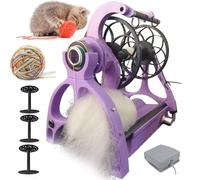Rueda Hilar Eléctrica 800rpm Con Devanadora Automática Pedal Control 3 Bobinas Control De Velocidad Continuo Para Pelo Perro Pelo De Gato Lana Capacidad 120g Hilado Hacia Delante Hacia Atrás(Purple)