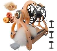 Rueda Hilar Eléctrica 800rpm Con Devanadora Automática Pedal Control 3 Bobinas Control De Velocidad Continuo Para Pelo Perro Pelo De Gato Lana Capacidad 120g Hilado Hacia Delante Hacia Atrás(Pink)
