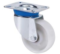 Rueda Industrial Alta Carga Giratoria, RUEDAS ALEX - TV TN, Fijación de Placa, Cojinete Liso, Aro de Nylon, Ø 80 mm