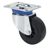 Rueda Industrial Giratoria Alta Carga, RUEDAS ALEX, TV TPG, Fijación de Placa, Aro de Goma natural, Ø 200 mm