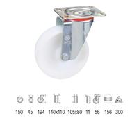 Rueda industrial - rueda de nylon de 150 mm, resistente y duradera, ideal para aplicaciones en entornos industriales y comerciales.