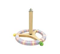 Rueda interactiva de ejercicio para pájaros con perca giratoria de madera, juguete masticable para loros, cacatúas, jaula, accesorios de enriquecimiento