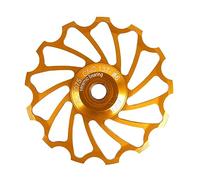 Rueda Jockey de 11/13/15 Dientes con rodamientos cerámicos for poleas de Cambio Trasero de Bicicleta de montaña y Carretera.(Gold,13T)