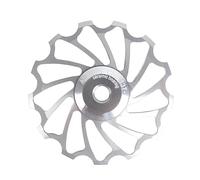 Rueda Jockey de 11/13/15 Dientes con rodamientos cerámicos for poleas de Cambio Trasero de Bicicleta de montaña y Carretera.(Silver,15T)