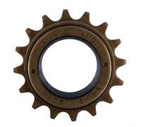 Rueda libre de acero de una sola velocidad 16/18/20T de 35 mm para bicicleta de engranaje fijo de carreras de la vieja escuela piñón de volante acabado marrón (16T)