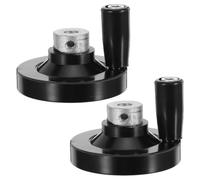 Rueda Manual y Orificio con Manija Giratoria de Resina 2 Piezas | Negra, Diseño Redondo con Tornillo Superior Circular y Superficie Lisa