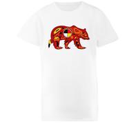 Rueda Medicinal del Oso Camiseta Blanca De Algodón con Cuello Redondo para Niños