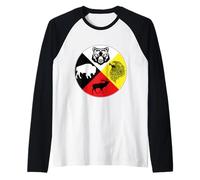 Rueda medicinal indio nativo americano Camiseta Manga Raglan