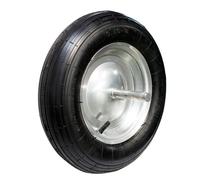 Rueda neumática para carretilla, resistente y duradera, ideal para transporte de carga y uso en obras.