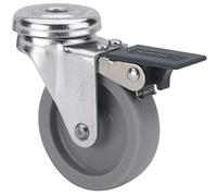 Rueda para Mobiliario Auxiliar Giratoria con Freno, RUEDAS ALEX, B BP, Fijación de Agujero, Aro de Polipropileno, Ø 60 mm