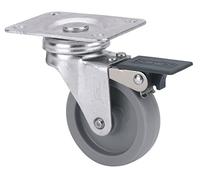 Rueda para Mobiliario Auxiliar Giratoria con Freno, RUEDAS ALEX, B BP, Fijación de Placa, Aro de Polipropileno, Ø 50 mm