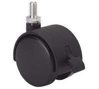 Rueda para Silla de Oficina Giratoria con Freno, RUEDAS ALEX, DK Negro, Fijación de Espiga Roscada, Poliamida, Ø 60 mm