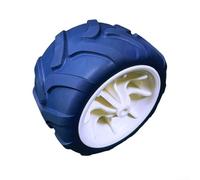Rueda plegable de poliuretano sólido de 7 x 4 pulgadas de repuesto para carrito de camping, accesorio de coche de playa compatible con carrito de jardín y resistente a daños (blanco azul)
