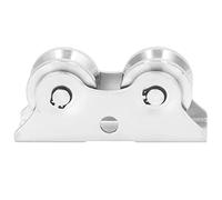 Rueda Ranurada en V con Soporte, Acero 45 para Puerta Corredera, Diámetro 48mm - Alta Resistencia, Doble Rodamiento, Uso Industrial y Residencial