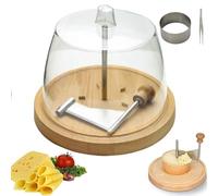 Rueda Rizador de Queso con Tapa, Cortador de Queso de Madera de Roble para Girolle, Cortador Flor para Quesos Duros, Chocolate y Mantequilla, Herramienta Decorativa para Tablas de Charcutería