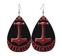 Rueda Rúnica Vikinga Mjolnir Mitología Nórdica El Martillo Del Dios Símbolo Pendiente Cuero Moda Aretes De Cuero Ligeros Pendientes Colgante Para Aniversario Mujer