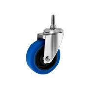 Rueda Silenciosa 4 ruedas de acero inoxidable 304 3", 4" y 5" con eje doble goma TPR, color azul medio, universales, silenciosas, 300 kg(M12x30 Universal,3 Inch)