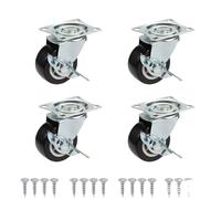 Rueda Silenciosa Juego de 4 ruedas giratorias universales PVC 1 a 2 pulgadas, con base plana y freno for carritos mueble(4PCS Brake,1.0 Inch)
