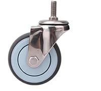 Rueda Silenciosa Ruedas giratorias de acero inoxidable 304, 3/4/5 pulgadas, banda rodadura goma, sin óxido, for fábricas alimentos médicos, silenciosas y planas(Srcew universal,4 inch)