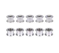 Rueda síncrona de aluminio, Juego de polea tensora GT2 aluminio, 16T, 20T, 3mm, 5mm diámetro for correa distribución 6mm, 5 uds(16Tooth 3mm Bore,Toothless)