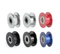 Rueda síncrona de aluminio, Polea tensora GT2 de 20 dientes, diámetro 5mm aluminio for correa 2GT 6mm, Multicolor, 1/5/10 Uds(WithoutTooth Bore5mm-02,1pc)