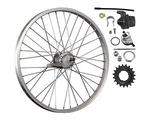 Rueda Trasera de 20 Pulgadas, llanta de Aluminio, Cambio de buje Shimano Nexus Inter-3, Freno contrapedal - Plata