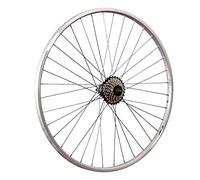 Rueda Trasera de 28 Pulgadas Yak19 con llanta de Doble Pared y Cassette de 7 velocidades Shimano - Plateado