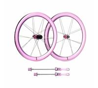 Rueda Trasera Y Delantera De Bici Plegable BMX 20" 406 451 Juego De Ruedas De Freno De V 9*74/10*130mm QR Llantas De Doble Pared 36mm 16/20 Orificios, Casete 8-11S, Rodamientos De Cerámica(Roze,451)