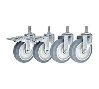 Ruedas Con Freno, Set De 4 Ruedas Giratorias Tornillo Perno M14 M16 M20 Ruedas Silenciosas De Goma 75mm 100mm 125mm Rueda Pivotante Industrial Para Trolley, Workben, Carro De Servicio