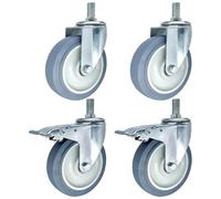 Ruedas Con Perno M14 M16 M20, Ruedas De Goma Silenciosas 3" 4" 5" Ruedas Giratorias 2 Con Freno, 2 Sin Freno, Sin Arañazos Y Silenciosas, Mueble Rueda Para Carrito, Trolley