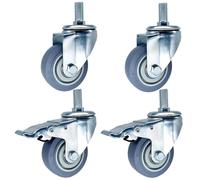 Ruedas Con Perno M14 M16 M20, Ruedas De Goma Silenciosas 3" 4" 5" Ruedas Giratorias 2 Con Freno, 2 Sin Freno, Sin Arañazos Y Silenciosas, Mueble Rueda Para Carrito, Trolley