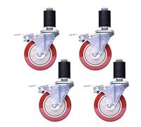 Ruedas con tubo redondo, ruedas de vástago de servicio pesado con freno, rueda giratoria de poliuretano, ruedas para estante de muebles, perno de tornillo M12x60 mm, juego de 4 (100 mm/4 pul