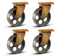 Ruedas de acero para uso pesado - Metal Vintage Ruedas para muebles 75mm - Luchas giratorias rústicas de color bronce de hierro - Conjunto de 4 - Look industrial - Capacidad de 4x80KG / 320KG