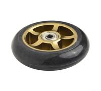 Ruedas de aleación de aluminio de 100 mm con neumático de poliuretano y rodamientos de acero para scooters profesionales (amarillo y negro)