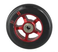 Ruedas de aleación de aluminio de 100 mm con rodamientos de poliuretano para uso duradero (rojo y negro)