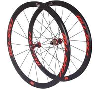 Ruedas De Bicicleta Carretera 700C, Llanta 40 Mm, Freno V-Brake, For Cubierta, Cierre Rápido, Buje Carbono Tiro Recto, Compatibles con Cassettes 8, 9, 10 Y 11 Velocidades(Rosso)