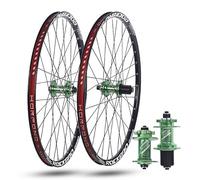 Ruedas De Bicicleta MTB 24/26/27.5/29" Aleación De Aluminio Llanta 32 Radios Eje Pasante Delantera: 12/15X100 Mm Trasera: 12X142 Mm Ruedas Freno De Disco Buje For 7-11s(Green,26''_TA 100*12MM)