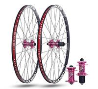 Ruedas De Bicicleta MTB 24/26/27.5/29" Aleación De Aluminio Llanta 32 Radios Eje Pasante Delantera: 12/15X100 Mm Trasera: 12X142 Mm Ruedas Freno De Disco Buje For 7-11s(Pink,27.5''_TA 100*12MM)