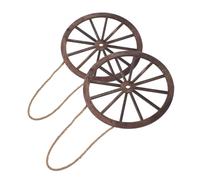 Ruedas de Carro Vintage Decorativo, de Madera 2 Piezas Redondas | Montaje Fácil en Pared, Hogar y Estilo Farmhouse, Grano Natural y Textura Rústica, Color Café