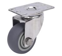 Ruedas de colchera, ruedas de tallo roscado de 3 pulgadas 132.3 lb Placa de acero inoxidable anti-ropa Rueda TPR lisa giratoria Caster universal para muebles de carros