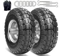 Ruedas de diablo, juego de 2 ruedas de goma maciza de 4,10 3,50-4, ruedas de repuesto para carro de transporte de 260 x 85 mm, 20 mm (eje de rueda de 20 mm)