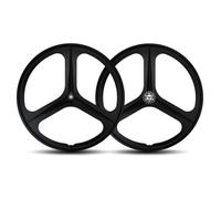 Ruedas De Engranaje Fijo 700C 3 Radios Aleación De Magnesio Ruedas Delantera Y Trasera Freno V-Brake Eje Sólido Bujes 100/120mm para Una Sola Velocidad(Schwarz,Front+Rear)