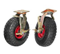 Ruedas de goma de alta resistencia Ruedas giratorias neumáticas con frenos laterales Ruedas industriales Estilo vacío(8in brake casters)