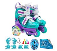 Ruedas de Juegos, Patinador para niños, Patines de Puntos para Principiantes, Rueda iluminada con construcciones livianas, tamaño Ajustable para niños de 3 a 8 años y Pista de Patinaje, 27-30 yar